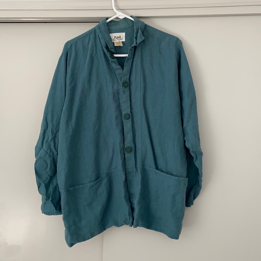 Vintage Jeanne Engelhart Flax Oversized Linen Shirt, size small
